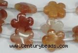 CFG654 15.5 inches 15mm carved flower red quartz beads