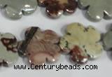 CFG688 15.5 inches 20mm carved flower artistic jasper beads