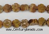 CFG69 15.5 inches 10mm carved flower yellow tiger eye gemstone beads