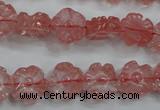 CFG884 15.5 inches 12mm carved flower cherry quartz beads