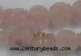 CFG890 15.5 inches 14mm carved flower rose quartz gemstone beads