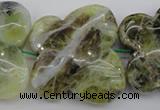 CFG938 15.5 inches 30*33mm carved butterfly yellow & green opal beads