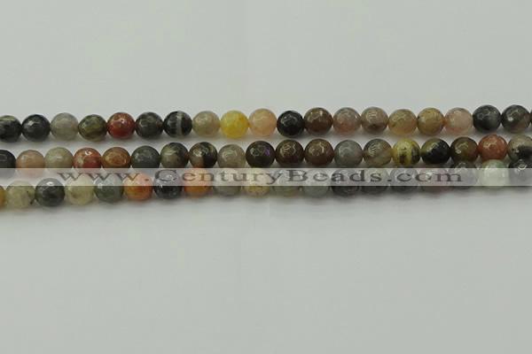 CFJ211 15.5 inches 6mm faceted round fancy jasper beads wholesale