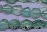 CFL1083 15 inches 10*13mm faceted nuggets green fluorite beads