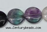 CFL167 15.5 inches 20mm flat round natural fluorite beads wholesale