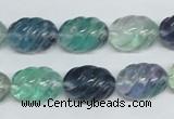 CFL306 15.5 inches 12*16mm carved rice natural fluorite beads