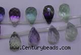 CFL708 Top-drilled 8*12mm faceted teardrop natural fluorite beads