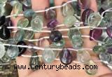 CFL960 Top drilled 10*14mm flat teardrop natural fluorite beads