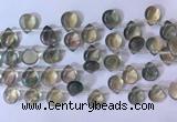 CFL962 Top drilled 9*12mm flat teardrop natural fluorite beads