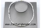 CFN227 4*6mm faceted rondelle white howlite & potato white freshwater pearl necklace