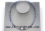 CFN228 4*6mm faceted rondelle blue spot stone & potato white freshwater pearl necklace