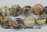 CFS07 15.5 inches 12mm flat round natural feldspar gemstone beads