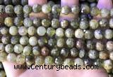 CGA706 15.5 inches 8mm faceted round green garnet beads