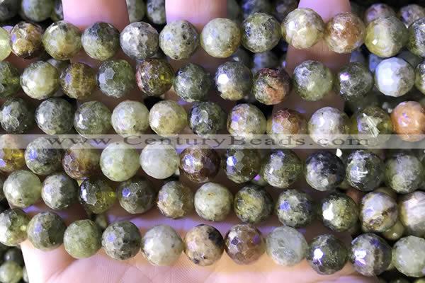 CGA707 15.5 inches 10mm faceted round green garnet beads