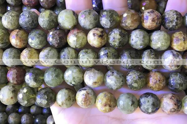 CGA708 15.5 inches 12mm faceted round green garnet beads