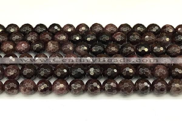 CGA731 15 inches 8mm faceted round red garnet beads wholesale