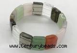 CGB3483 7.5 inches 15*20mm faceted rectangle mixed gemstone bracelets