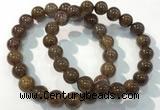 CGB4095 7.5 inches 10mm round rutilated quartz beaded bracelets