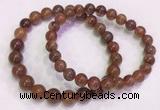 CGB4625 7mm - 8mm round red rutilated quartz beaded bracelets