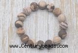 CGB5515 10mm, 12mm round matte zebra jasper beads stretchy bracelets