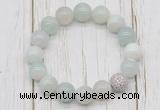 CGB5703 10mm, 12mm sea blue banded agate beads with zircon ball charm bracelets