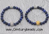 CGB6034 8mm round blue tiger eye bracelet with lion head for men