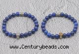 CGB6045 8mm round lapis lazuli bracelet with skull for men