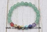 CGB6268 8mm green aventurine 7 chakra beaded mala stretchy bracelets