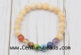 CGB6269 8mm honey jade 7 chakra beaded mala stretchy bracelets