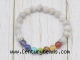 CGB6350 8mm white crazy lace agate 7 chakra beaded mala stretchy bracelets