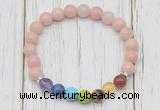 CGB6378 8mm Chinese pink opal 7 chakra beaded mala stretchy bracelets