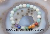 CGB6430 8mm round amazonite 7 chakra beads bracelet wholesale