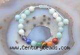 CGB6445 8mm round amazonite 7 chakra beads adjustable bracelets