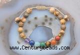 CGB6447 8mm round picture jasper 7 chakra beads adjustable bracelets