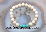 CGB6463 8mm round matte white fossil jasper & turquoise beaded bracelets