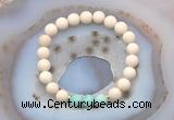 CGB6466 8mm round matte white fossil jasper & amazonite beaded bracelets