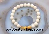 CGB6472 8mm round matte white fossil jasper & golden tiger eye beaded bracelets