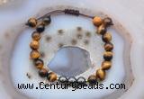 CGB6582 8mm round yellow tiger eye & hematite adjustable bracelets