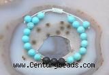 CGB6586 8mm round blue howlite & black lava adjustable bracelets