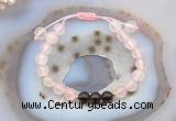 CGB6599 8mm round rose quartz & smoky quartz adjustable bracelets