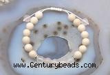 CGB6606 8mm round white fossil jasper & rose quartz adjustable bracelets