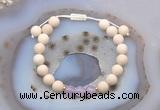 CGB6610 8mm round white fossil jasper & lavender amethyst adjustable bracelets