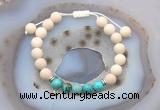 CGB6624 8mm round white fossil jasper & blue sea sediment jasper adjustable bracelets