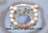 CGB6649 10mm round white fossil jasper & moonstone adjustable bracelets