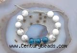 CGB6747 Hand-knotted 10mm round white howlite & apatite adjustable bracelets