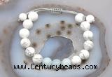 CGB6762 10mm round white howlite & aquamarine adjustable bracelets