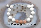 CGB6763 10mm round white howlite & moonstone adjustable bracelets