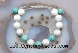 CGB6767 10mm round white howlite & amazonite adjustable bracelets