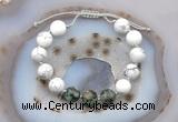 CGB6771 10mm round white howlite & African turquoise adjustable bracelets