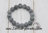 CGB6908 10mm, 12mm matte snowflake obsidian beaded bracelet with alloy pendant